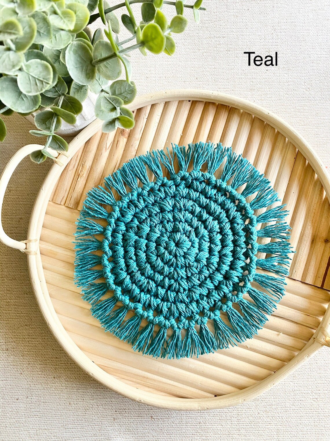 Crochet coaster boho coaster fringe coaster Gifts for her Etsy