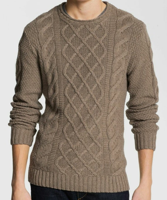 fisherman cable knit sweater mens