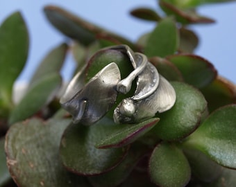 Leaf Ring,  Nature Inspired Ring, Botanical Ring, Nature Lover Ring, Minimal Silver Ring, Nature Jewelry, Leaf Ring for Her, Gifts for Women