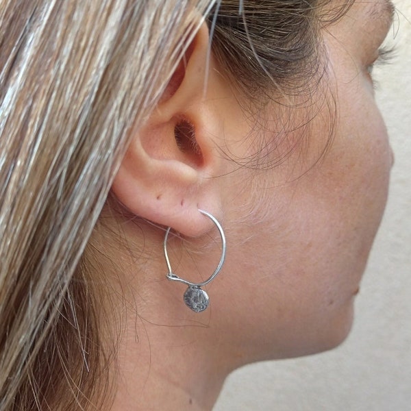 Geometric Recycled Earrings, Hoop earrings, Minimalist Silver Earrings, Simple earrings, Sustainable earrings, Eco-friendly silver earrings