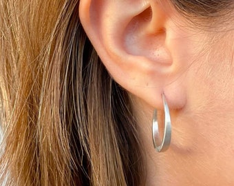 Sterling Silver Hoop Earrings, Minimalist Sterling Silver Earrings, Simple hoop earrings, Statement minimal earrings, Gift for her