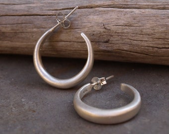 Sterling Silver or Bronze Hoop Earrings, Minimalist Sterling Silver Earrings, Bold Silver Hoop Earrings, Bronze Bold Earrings, Gift for her