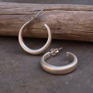 Sterling Silver or Bronze Hoop Earrings, Minimalist Sterling Silver Earrings, Bold Silver Hoop Earrings, Bronze Bold Earrings, Gift for her