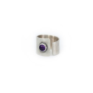 Amethyst Ring, Silver Ring, Wide Band Ring, 925 Sterling Silver Ring, Gemstone Ring, One of a KInd Ring, Adjustable ring, Gift for her image 4