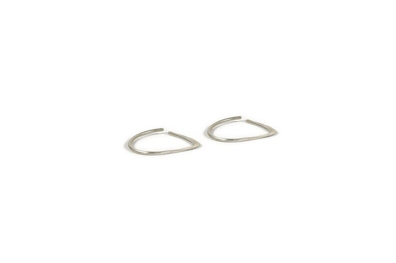 Sterling Silver Hoop Earrings, Minimalistic Hoop Earrings, Simple Hoop Earrings, Hammered Earrings, Everyday Earrings, Gift for her image 3