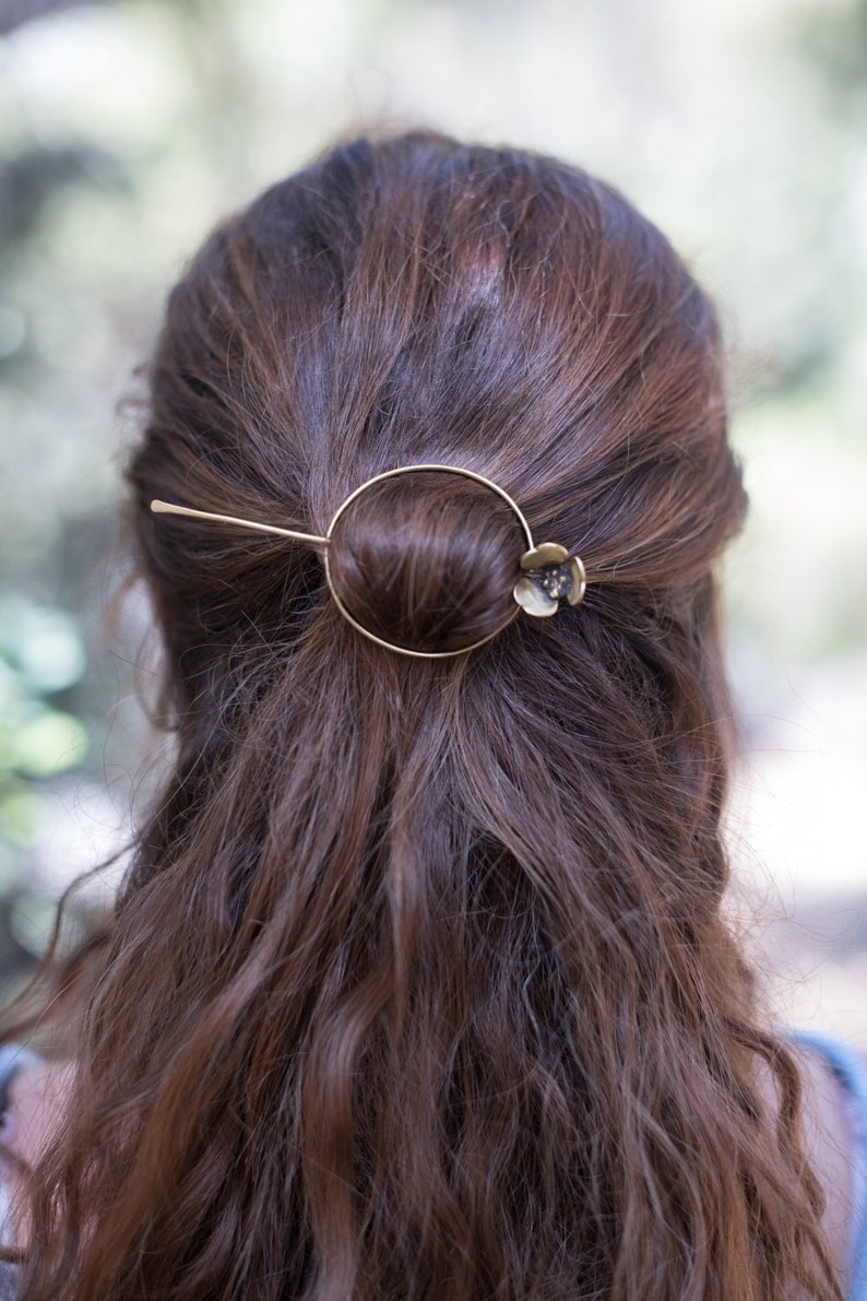 Bronze Flower Hair Pin Hair Jewelry Nature Inspired Hair Pin Flower Bronze Flower Hair Pin Hair Jewelry Nature Inspired Hair Pin Flower