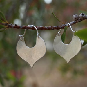 Sterling Silver Earrings, Geometric Earrings, Statement Earrings, Romantic Earrings, Contemporary Silver Earrings, Heart-shaped hoops