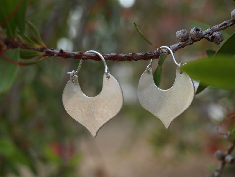 Sterling Silver Earrings, Geometric Earrings, Statement Earrings, Romantic Earrings, Contemporary Silver Earrings, Heart-shaped hoops image 1