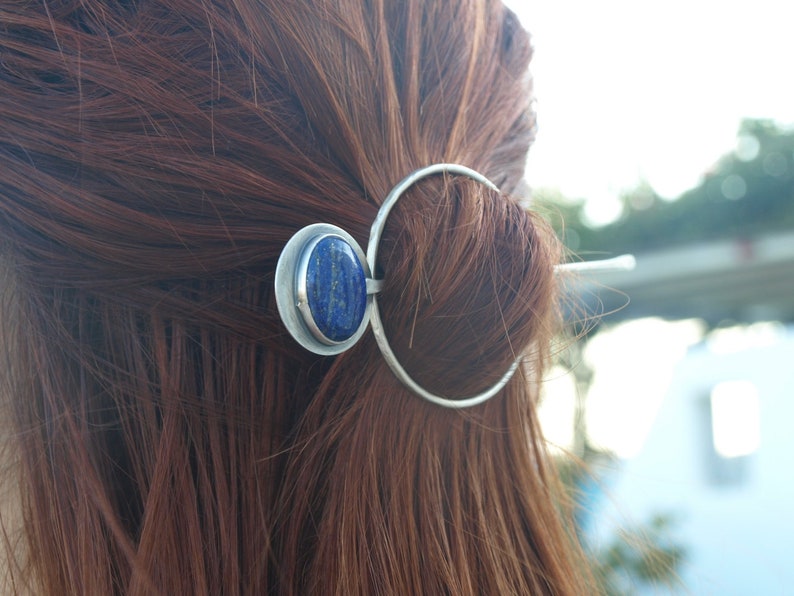 Lapis Lazuli Hair Pin, Lapis Lazuli Jewelry, Lapis Hair Jewelry, Hair Pin, Hair Accessories, Gemstone Hair Accessories, Gift for Her image 4