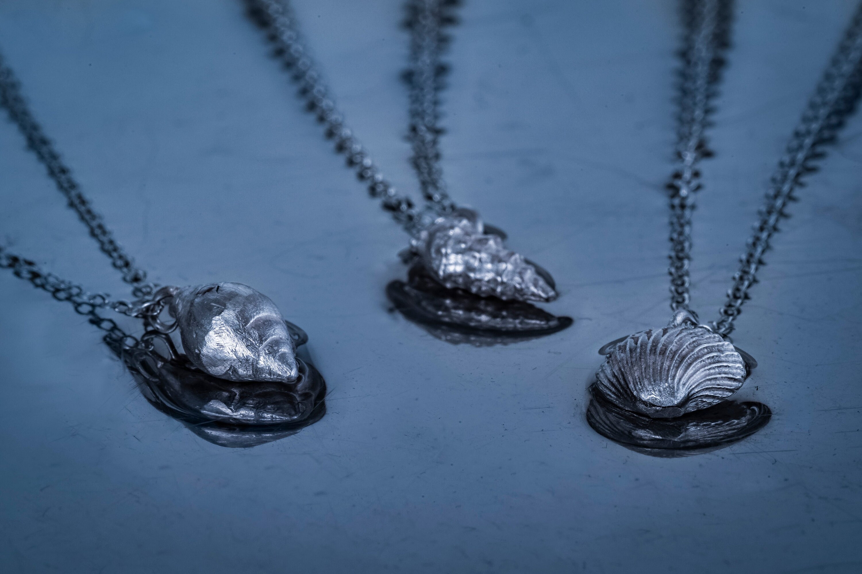 ネックレス・ペンダント Shell Necklace (Silver) Sterling Silver Shell Necklace, Clam Shell Pendant, Nature