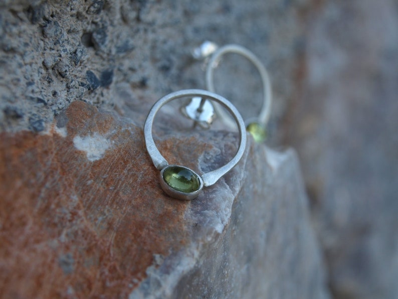 Sterling Silver Peridot Earrings, Peridot Earrings, Peridot Stud Earrings , Gemstone Earrings, Peridot Jewelry, Green Gemstone Jewelry image 2