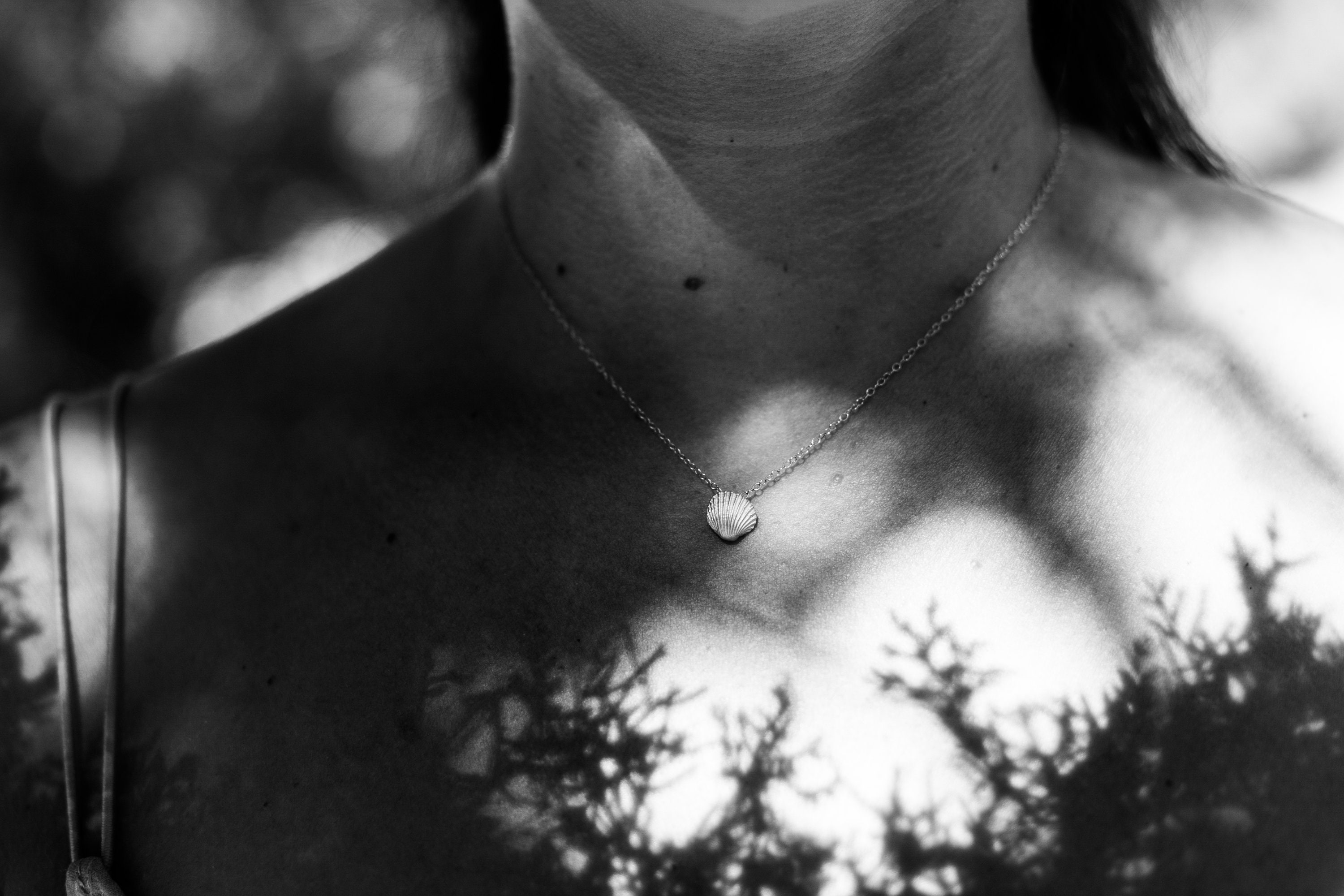 Sterling Silver Shell Necklace, Clam Shell Pendant, Nature