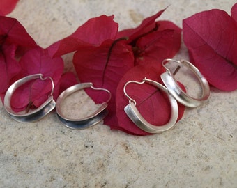 Sterling Silver Hoop Earrings, Minimalist Sterling Silver Earrings, Contemporary silver hoop earrings, Statement earrings, Oxidised hoops