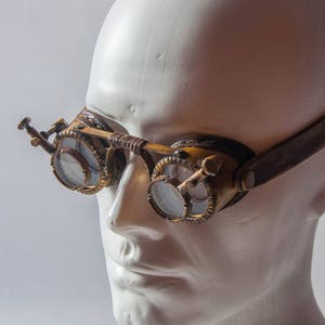 Lupenbrille - Postapokalyptische Brille - Viktorianische Brille - Cyberpunk Lederbrille - Ingenieursbrille - Fallout Brille