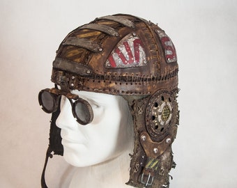 Aviator Cap- Leather Pilot Cap - Sci-fi headgear - NASA Cap - Pilot Trooper Cap - Post Apocalyptic Cap - Post Apocalyptic Helmet - Headphone