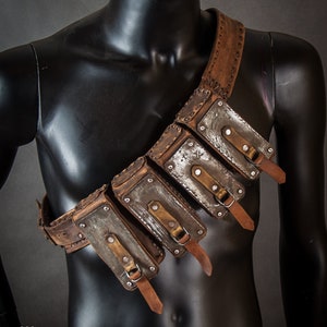 Gürteltaschen aus Leder - Gürteltaschen - Munitionstaschen - Munitionstaschen - Militärtaschen - Militärgürtel - Postapokalyptische Taschen - MadMax-Gürtel