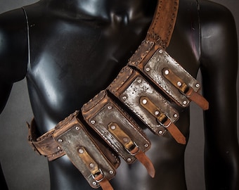Leather Belt Pouches - Belt Bags - Ammo Pouches - Ammo Bags - MIlitary Pouches - Military Belt - Postapocalyptic Bags - MadMax Belt