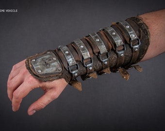 Leather & Steel Post-Apocalyptic Bracer - Mad Max Dystopian Armor