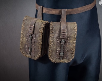 Leather Canvas Double Pouch Belt Bag – Post Apocalyptic, LARP