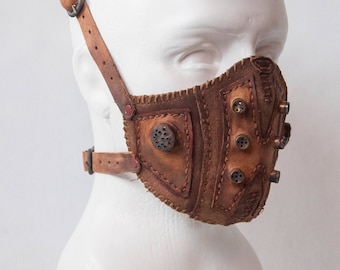 Handmade Leather Wastelander Mask – Post Apocalyptic Biker, LARP