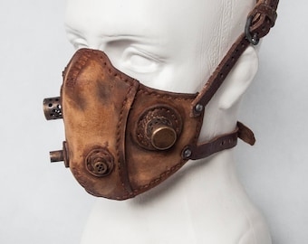 Leather Steampunk Mask - Post Apocalyptic Mask - Fallout Mask - Biker Mask - Leather Face Mask - Motorcycle Mask - Cyberpunk Mask - LARP