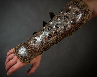 Brazalete de guerrero de la carretera de acero y cuero: Brazalete distópico postapocalíptico