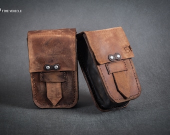 Handsewn Leather Belt Pouch – Military Hip Pack, LARP Bag