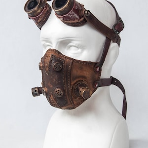 Leather Cyberpunk Mask - Post Apocalytpic Mask - Gas Mask - Steampunk Mask - Motorcycle Mask - LARP Mask - Burning Man Mask - Fallout Mask