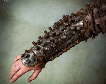 The Road Warrior Bracer - Rebar Bracer - Postapocalyptic Bracer - Forearm Protection - Wasteland Armguard - Fallout Raider Bracer