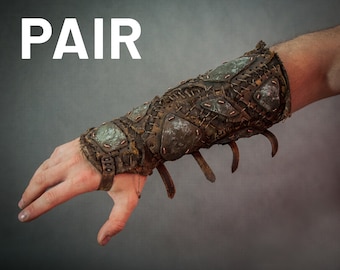 Pair of Handmade Dystopian Bracers – Post Apocalyptic Armor, Mad Max Accessory