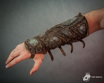 Handmade Leather Bracer – Dystopian Mad Max Armor, LARP Vambrace
