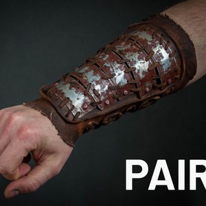 Pair of Two Metal Scraps Bracers - Post Apocalyptic Forearm Guard - Wasteland Bracer - Fallout Armor - Wasteland Warrior Armor- LARP Armor
