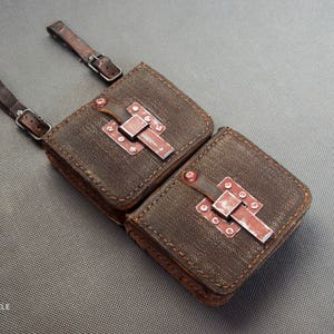 Pochette double de munitions - Sac en toile - Sac ethnique - Sac militaire - Sac post-apocalyptique - Sac à main Fallout - Sac tribal hip - Sac en cuir - Sac LARP