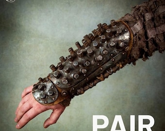 PAIR The Road Warrior Bracer - Rebar Vambrace - Postapocalyptic Forearm Protector - Wasteland Armguard - Fallout Raider Armor