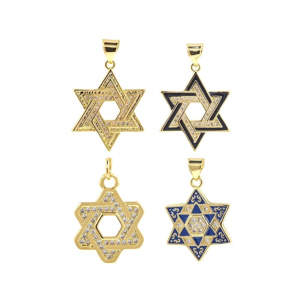 Pendentif médaille salomon symbole israël étoile de David bouclier judaïsme juif ethnique hexagone CZ collier pendentif breloque accessoires bijoux à bricoler soi-même