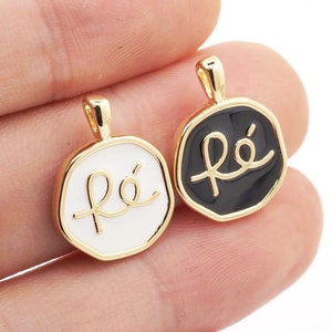 2 peças 18k ouro esmalte Fe pingente, preenchido Fe carta pingente charme jóias acessórios, jóias originais DIY colar fazendo