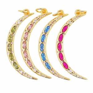 Nuevos y exclusivos colgantes de luna, joyería con incrustaciones de cobre y oro de 18 quilates con circonita cúbica en forma de luna, accesorios para hacer tú mismo, joyería para mujer.