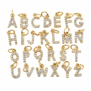 18K Gold A-Z Brief Anhänger Zubehör Kupfer Micro Pave Zirkon 26 Initialen Charme Benutzerdefinierte Name Alphabete Anhänger, Mini Brief Für DIY Schmuck