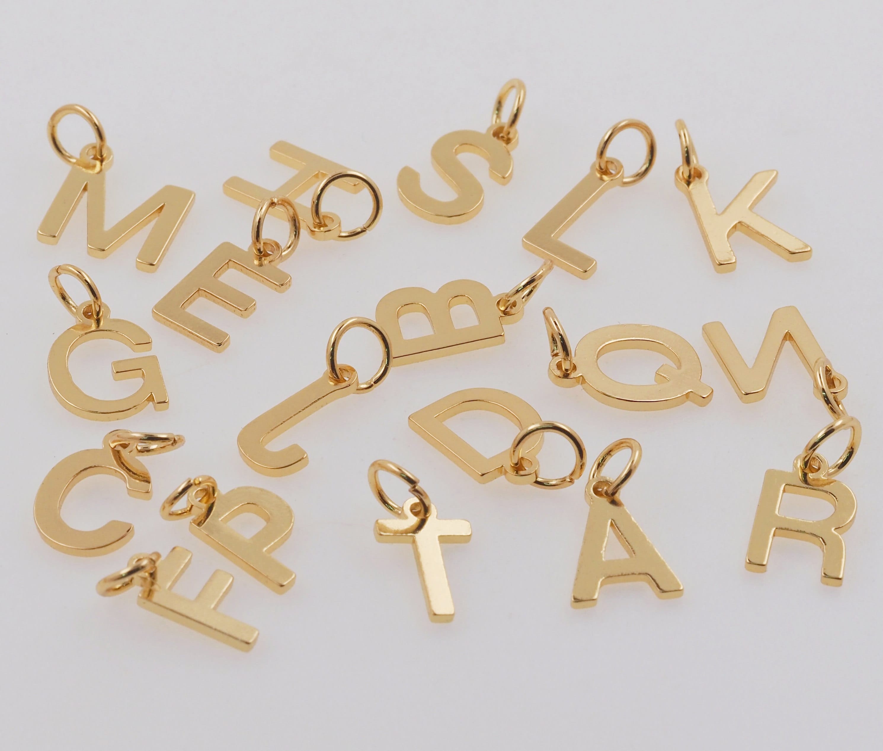 20pcs New Gold-Plate Letter Charm Initial Charms Alphabet Beads Pendants  Assorted for Bracelet Necklace Making