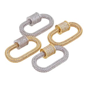 Luxury Carabiner Clasp Jewelry Accessories ,Brass Inlaid Cubic Zircon Charms Climbing Button Pendant Beads For DIY Necklace Bracelet Jewelry
