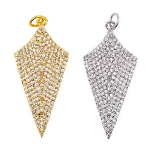 シールド/矢/ダーツペンダントチャームアクセサリー、銅象嵌CZジルコンゴールド/シルバーカラーダガーネックレスペンダント、DIYジュエリー製作用