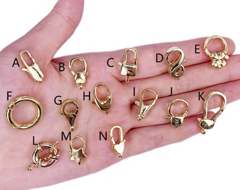Glanzend vergulde hart karabijn roestvrijstalen sluiting sieraden, gladde charmes karabijn, goudkleur karabijn sluiting DIY ketting armband