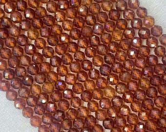 Noble Natural Orange Garnet Stone Beads 2/3/4mm Round Faceted Loose Spessartine Crystal Stone Charm Beads Jewelry For DIY Bracelet Necklace