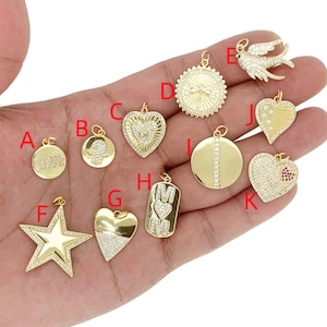 Colgante de lujo con forma de corazón y estrella de circonita pavé de cobre, accesorio chapado en oro de 18 quilates, collar con carta de amor de mamá para hacer joyas de bricolaje
