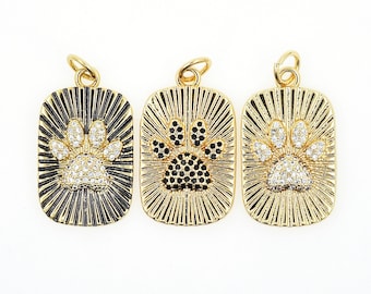 New Exquisite Rectangle Necklace Pendant Jewelry Brass Pave Cubic Zircon Footprint Charm Pendant Beads Accessories For DIY Jewelry Making