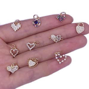 CZ Micro Pave Heart Pendant/Charm, Cubic Zirconia, Pave Heart Shape Charm, Heart Jewelry, DIY, Jewelry Making