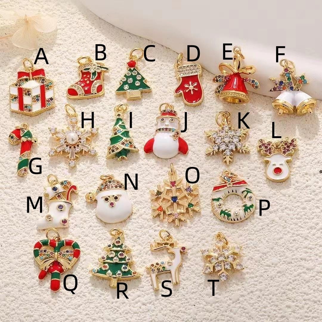 5Pcs Christmas Jewelry Pendant Accessories Colorful Enamel Christmas Tree Elk Snowflake Gift Charm Pendant Jewelry DIY Necklace Bracelet