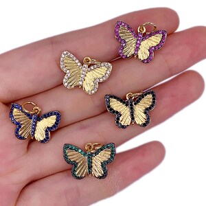 2Pcs North America Europe Butterfly Charm Pendant Jewelry Copper Inlaid color diamond Butterfly Jewelry Accessories For DIY pendant Jewelry