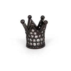 2 cuentas de corona de rey, cuentas de micropavé Nami transparentes/cuentas de circonita cúbica/cuentas de corona pavé de circonita cúbica, accesorios para pulseras de hombre