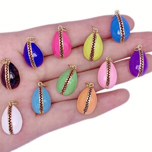 エナメルシェルペンダント DIYジュエリー 金メッキアクセサリー イヤリング、ネックレス、ブレスレット作りに最適